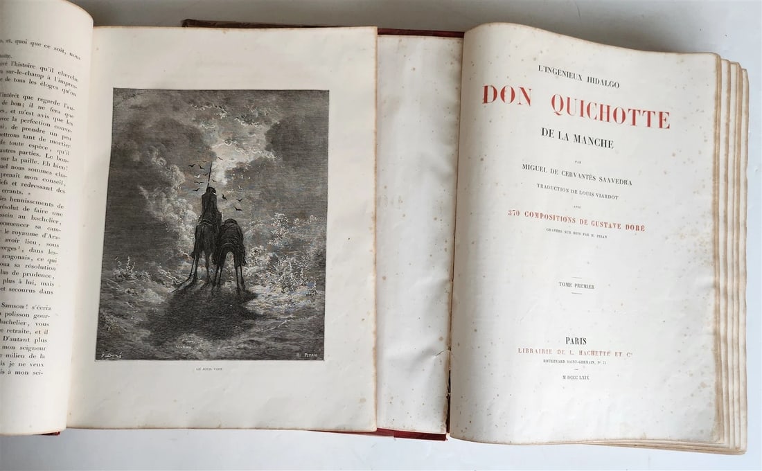 1869 DON QUIXOTE by CERVANTES illustrated by GUSTAVE DORE antique 2 FOLIO VOLS - 2