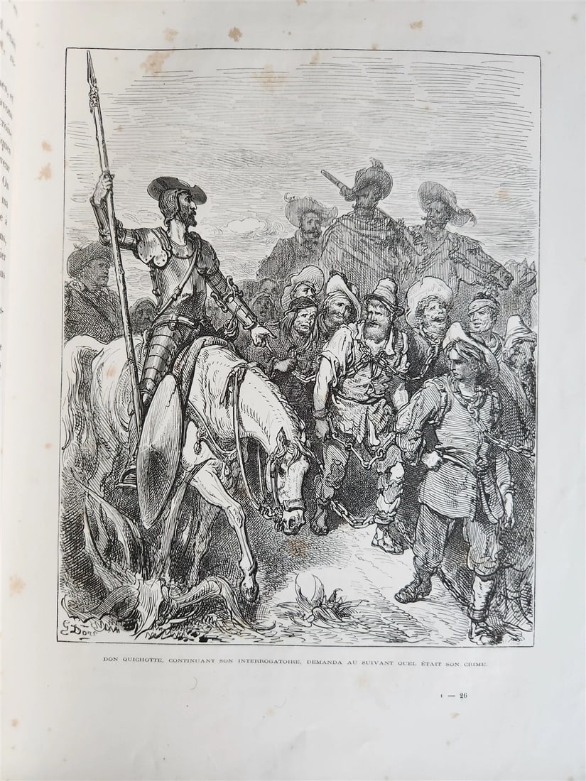 1869 DON QUIXOTE by CERVANTES illustrated by GUSTAVE DORE antique 2 FOLIO VOLS - 8
