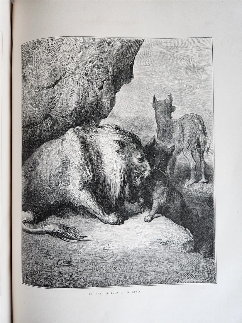 1868 FABLES by J. de LA FONTAINE illustrated by GUSTAVE DORE antique FOLIO - 11
