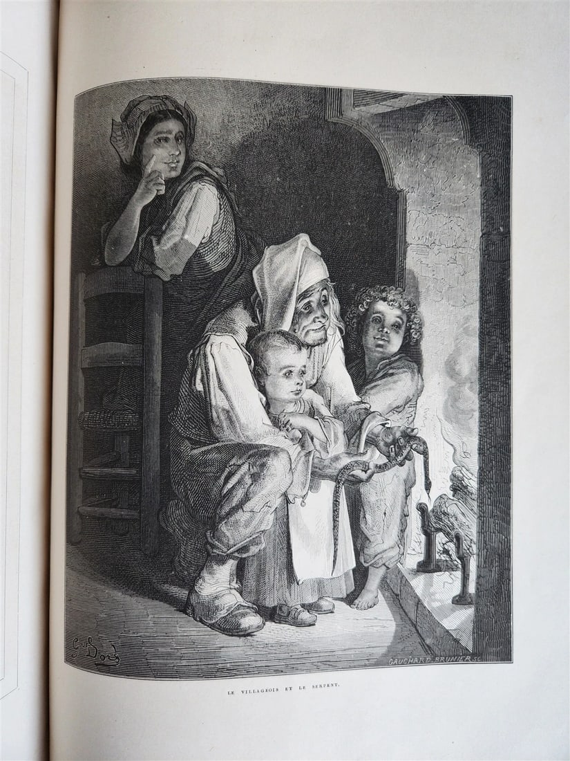 1868 FABLES by J. de LA FONTAINE illustrated by GUSTAVE DORE antique FOLIO - 14