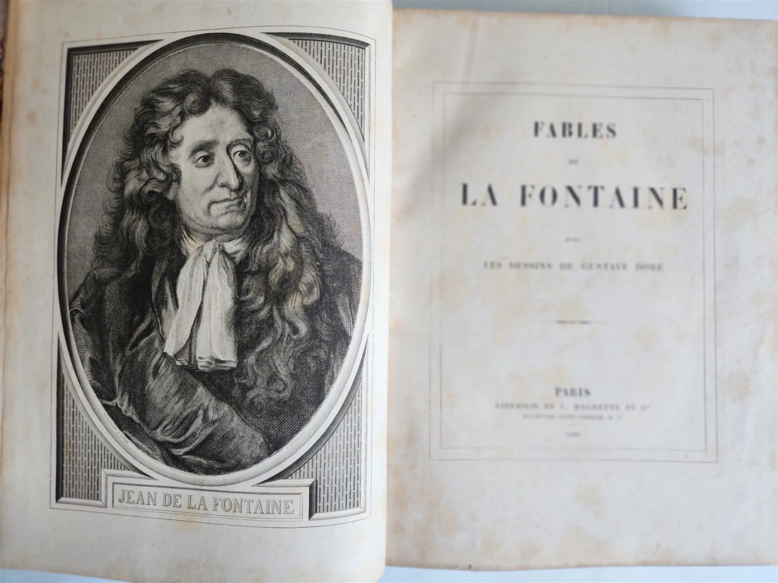 1868 FABLES by J. de LA FONTAINE illustrated by GUSTAVE DORE antique FOLIO - 2