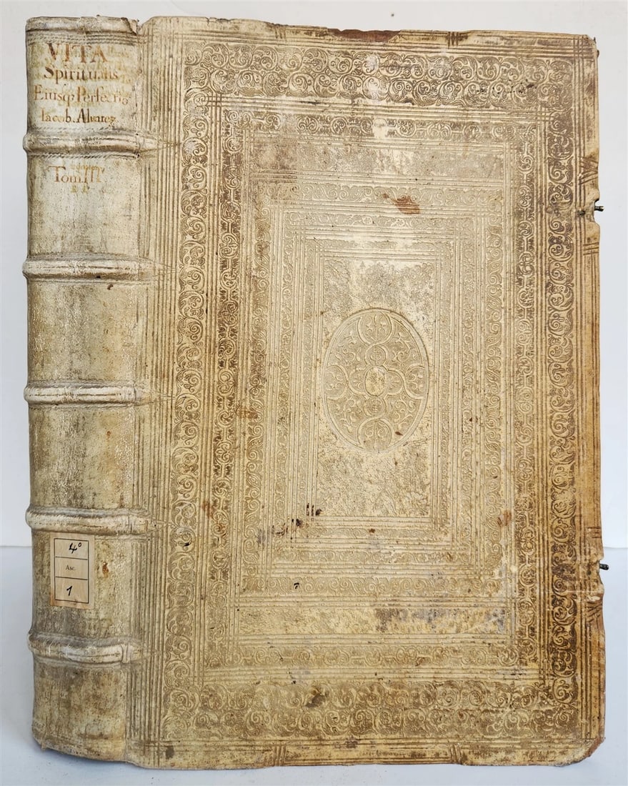 1617 De INQUISITIONE PACIS by JACOBI ALVAREZ antique HAND TOOLED PIGSKIN FOLIO - 2