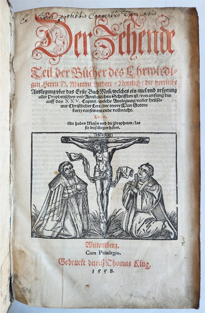1558 MARTIN LUTHER WORKS PIGSKIN BOUND FOLIO in GERMAN antique - 2