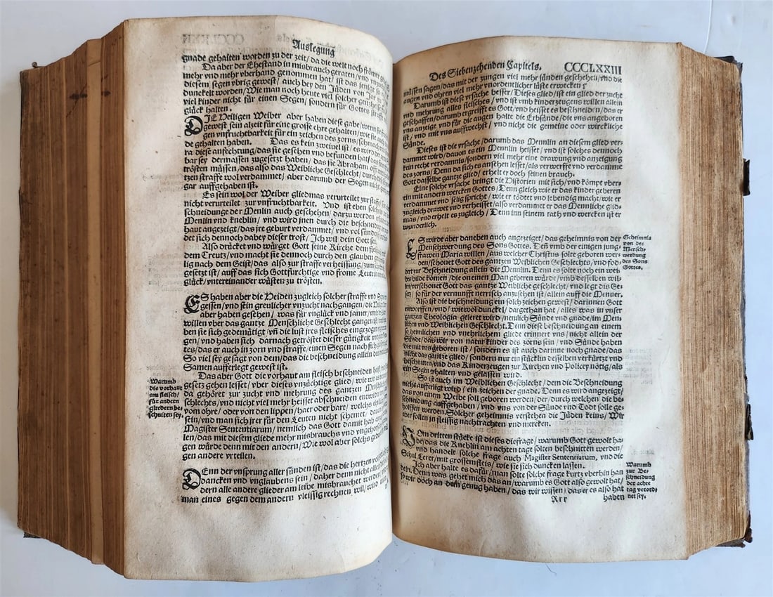 1558 MARTIN LUTHER WORKS PIGSKIN BOUND FOLIO in GERMAN antique - 8