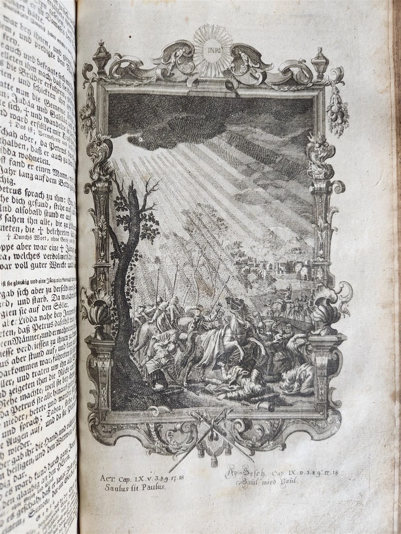 1770 BIBLE in GERMAN antique PIGSKIN FOLIO w/ BRASS FITTINGS illustrated w/ MAPS - 14