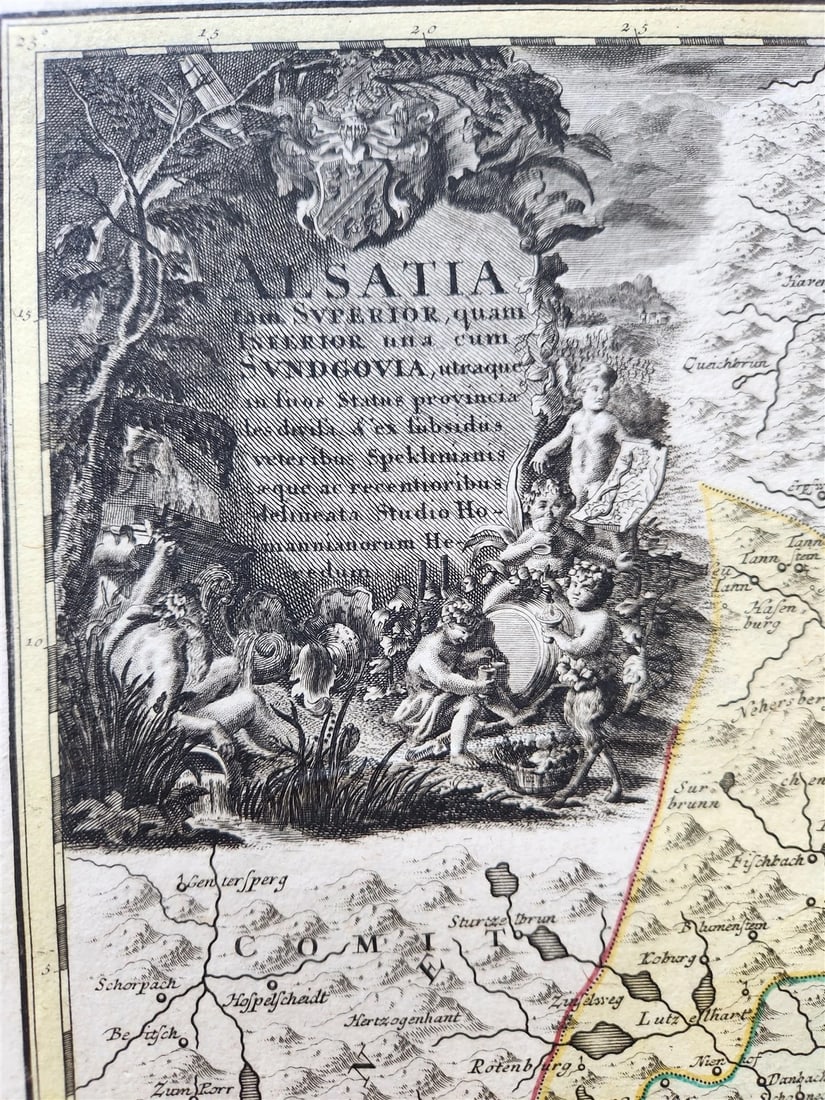 1750s ALSACE FRANCE antique MAP by HOMANN Alsatia tam superior - 2