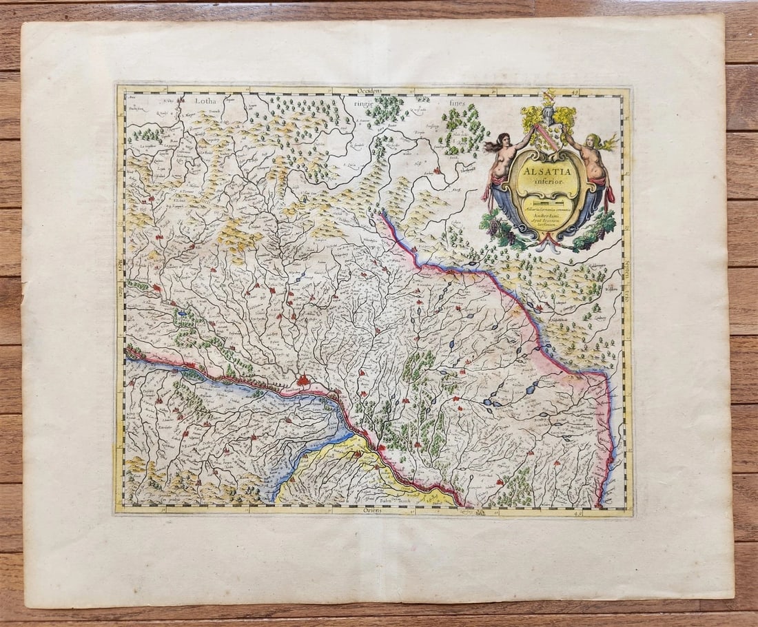 1650s ALSACE FRANCE antique MAP by Janssonius 17th CENTURY ALSATIAE inferior (1 of 5)