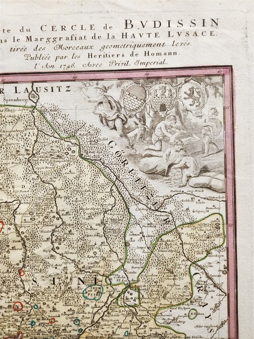 1746 GERMANY Bautzen in eastern Saxony antique MAP by HOMANN HEIRS - 4