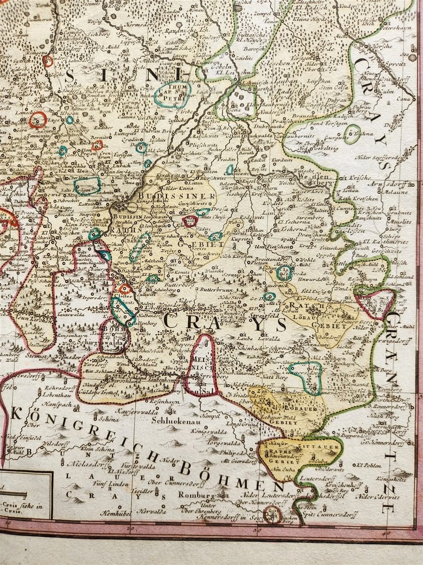1746 GERMANY Bautzen in eastern Saxony antique MAP by HOMANN HEIRS - 5