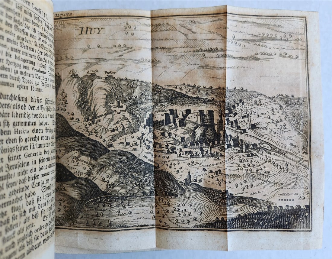 1708 LIFE of CAROLI KING of SPAIN & INDIES antique PIGSKIN BOUND ILLUSTRATED v.2 - 6