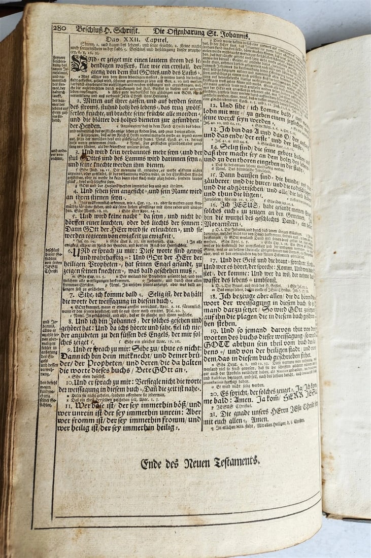 1736 SWISS LUTHER BIBLE antique PIGSKIN BOUND FOLIO w/ BRASS FITTINGS & CLASPS - 16