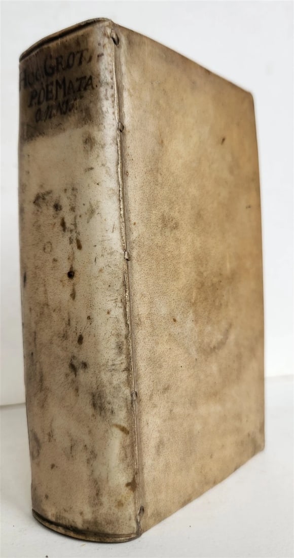 1645 GROTIUS POEMATA antique VELLUM BINDING POETRY - 2