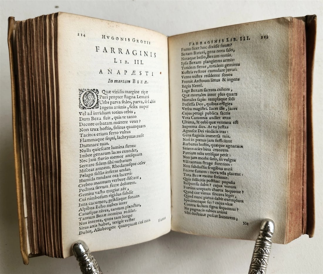 1645 GROTIUS POEMATA antique VELLUM BINDING POETRY - 8
