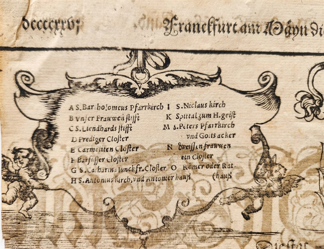 1572 FRANKFURT GERMANY from SEBASTIAN MUNSTER COSMOGRAPHY antique - 2