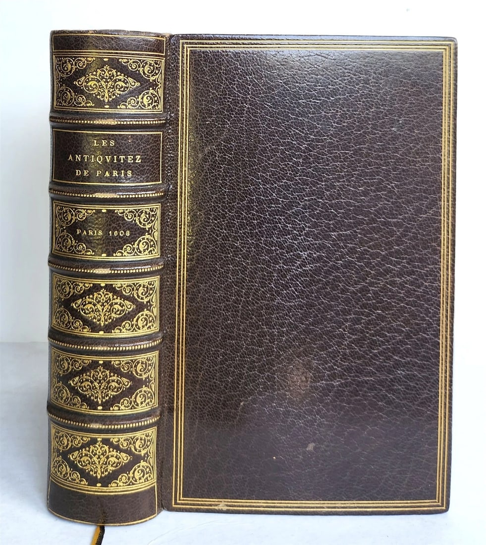1608 HISTORICAL GUIDE to PARIS ILLUSTRATED w/ 55 WOODCUTS antique - 2