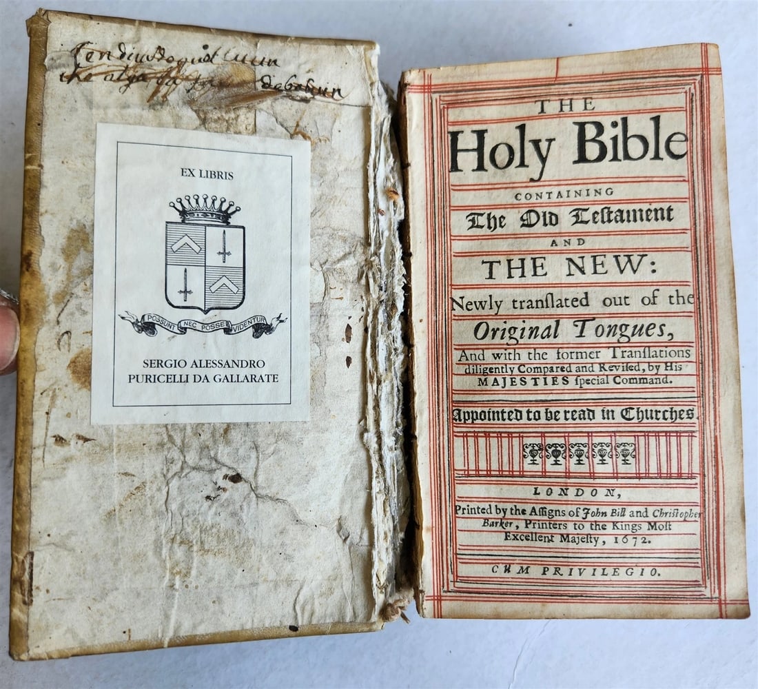 1672 BIBLE in ENGLISH antique 17th CENTURY vellum binding - 2