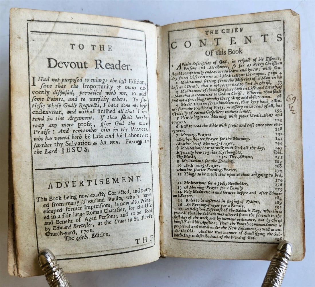 1705 PRACTICE of PIETY by Bayly Lewis antique in ENGLISH original binding - 7