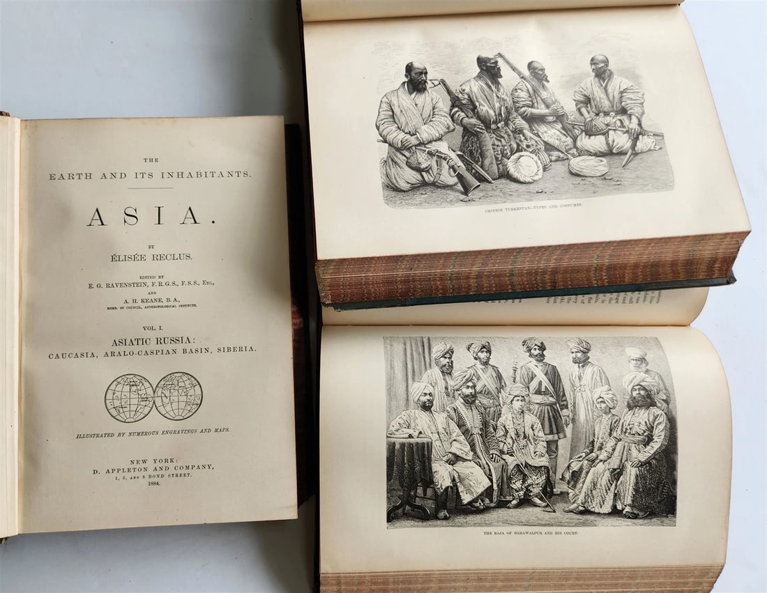 1884-85 EARTH & ITS INHABITANTS ASIA 4 ILLUSTRATED VOLUMES antique - 2