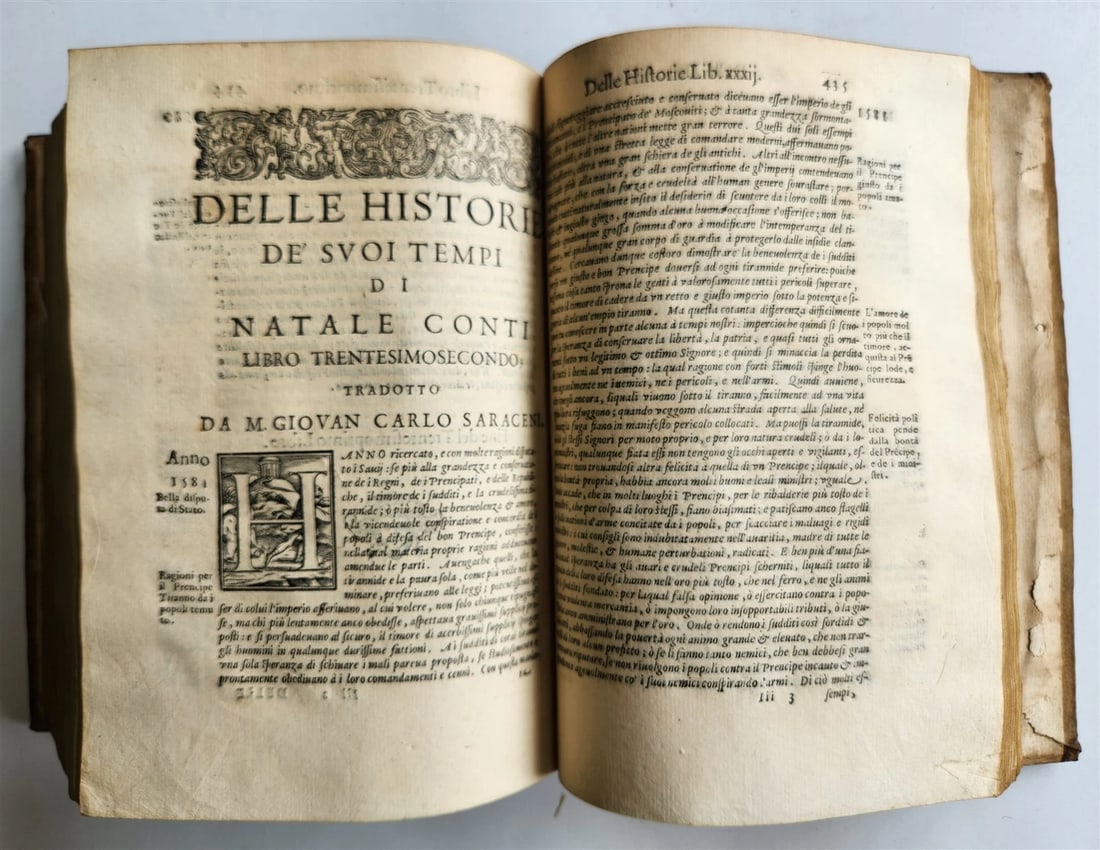 1589 HISTORY of ITALY by NATALE CONTI 2 VOLS antique VELLUM BOUND 16th CENTURY - 7