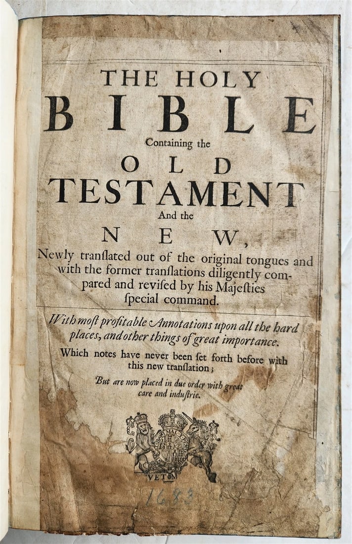1683 BIBLE in ENGLISH ILLUSTRATED w/ MAPS KING JAMES FOLIO antique (1 of 12)