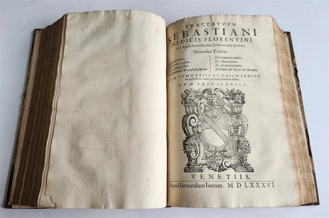 1586 CIVIL & CANON LAW BOOK antique S. MEDICI Tractatus 16th CENTURY FOLIO - 2