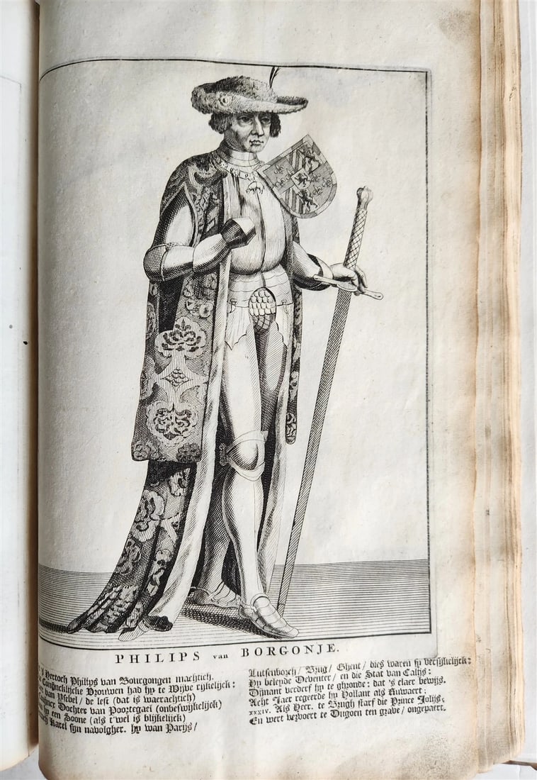 1699 CHRONICLE of COUNTS of HOLLAND antique 17 c. ILLUSTRATED FOLIO vellum bound - 10