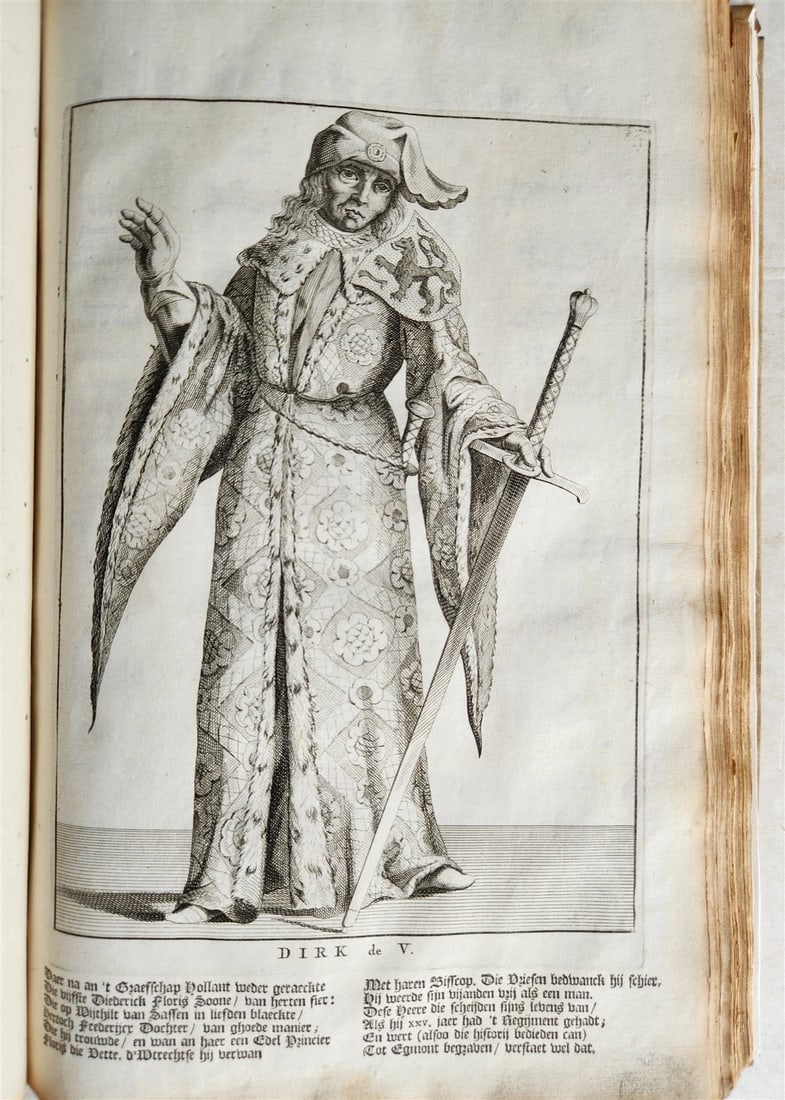 1699 CHRONICLE of COUNTS of HOLLAND antique 17 c. ILLUSTRATED FOLIO vellum bound - 20