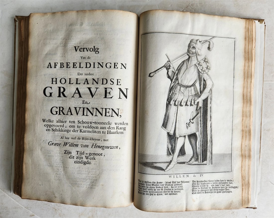 1699 CHRONICLE of COUNTS of HOLLAND antique 17 c. ILLUSTRATED FOLIO vellum bound - 4