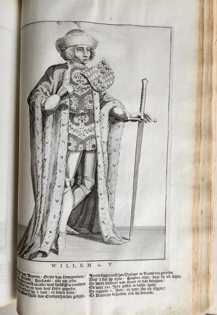 1699 CHRONICLE of COUNTS of HOLLAND antique 17 c. ILLUSTRATED FOLIO vellum bound - 6
