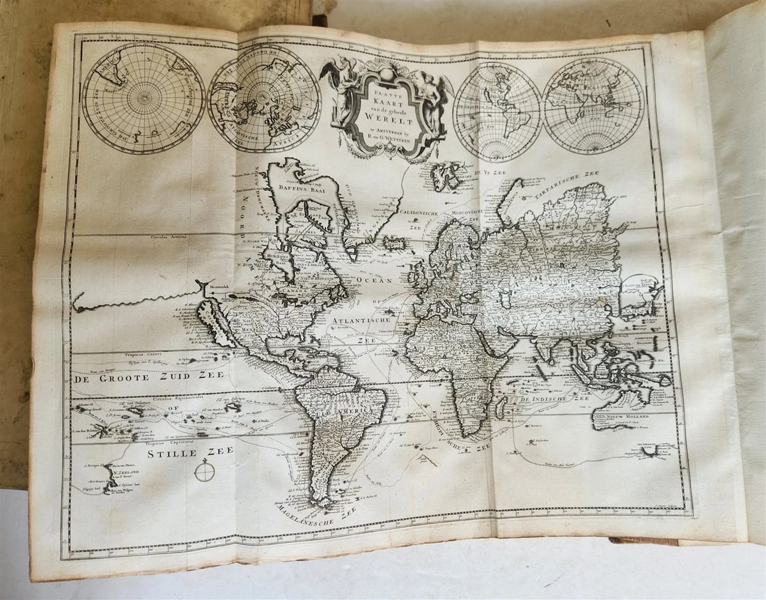 1721-1728 HISTORY OF THE WORLD ILLUSTRATED 5 FOLIO VOLUMES w/MAPS antique VELLUM - 11