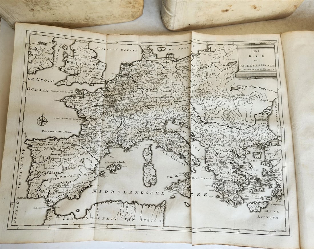 1721-1728 HISTORY OF THE WORLD ILLUSTRATED 5 FOLIO VOLUMES w/MAPS antique VELLUM - 13
