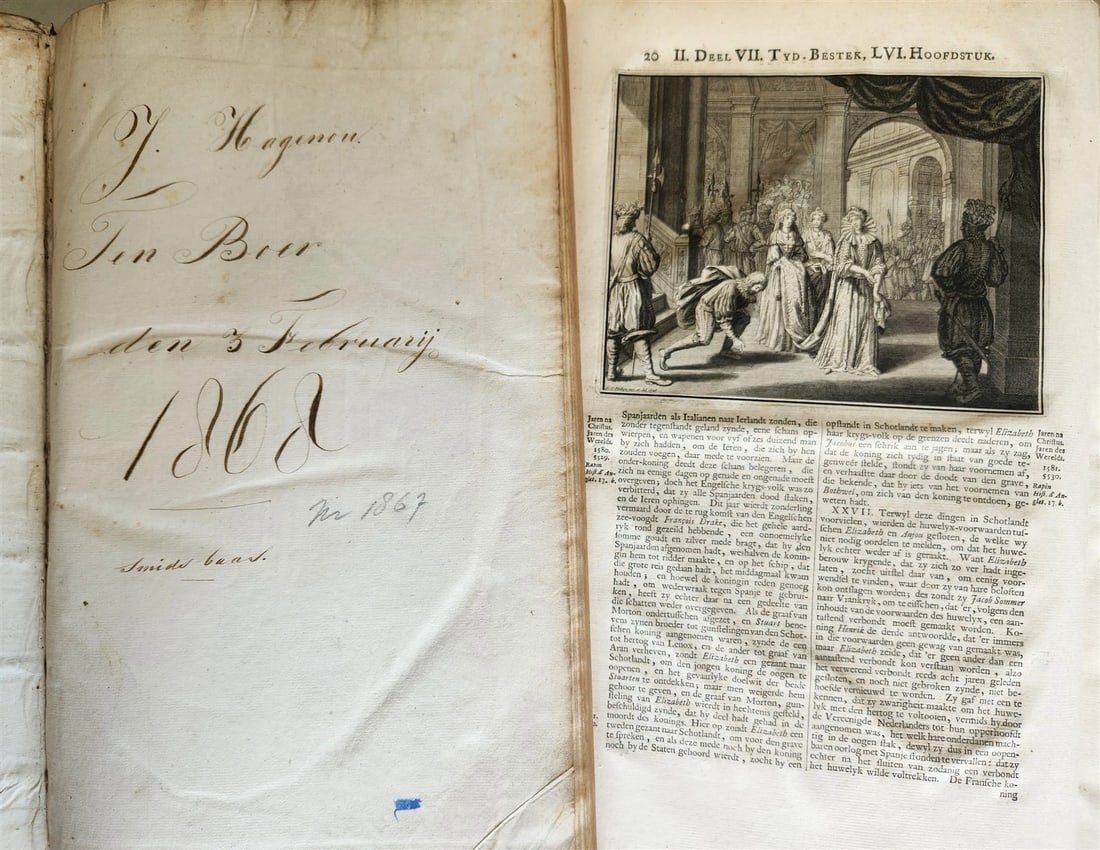 1721-1728 HISTORY OF THE WORLD ILLUSTRATED 5 FOLIO VOLUMES w/MAPS antique VELLUM - 15