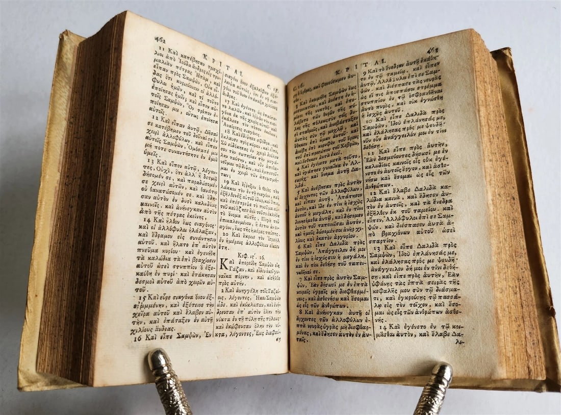 1725 BIBLE in GREEK 2 VOLUMES OLD TESTAMENT antique VELLUM BOUND - 5