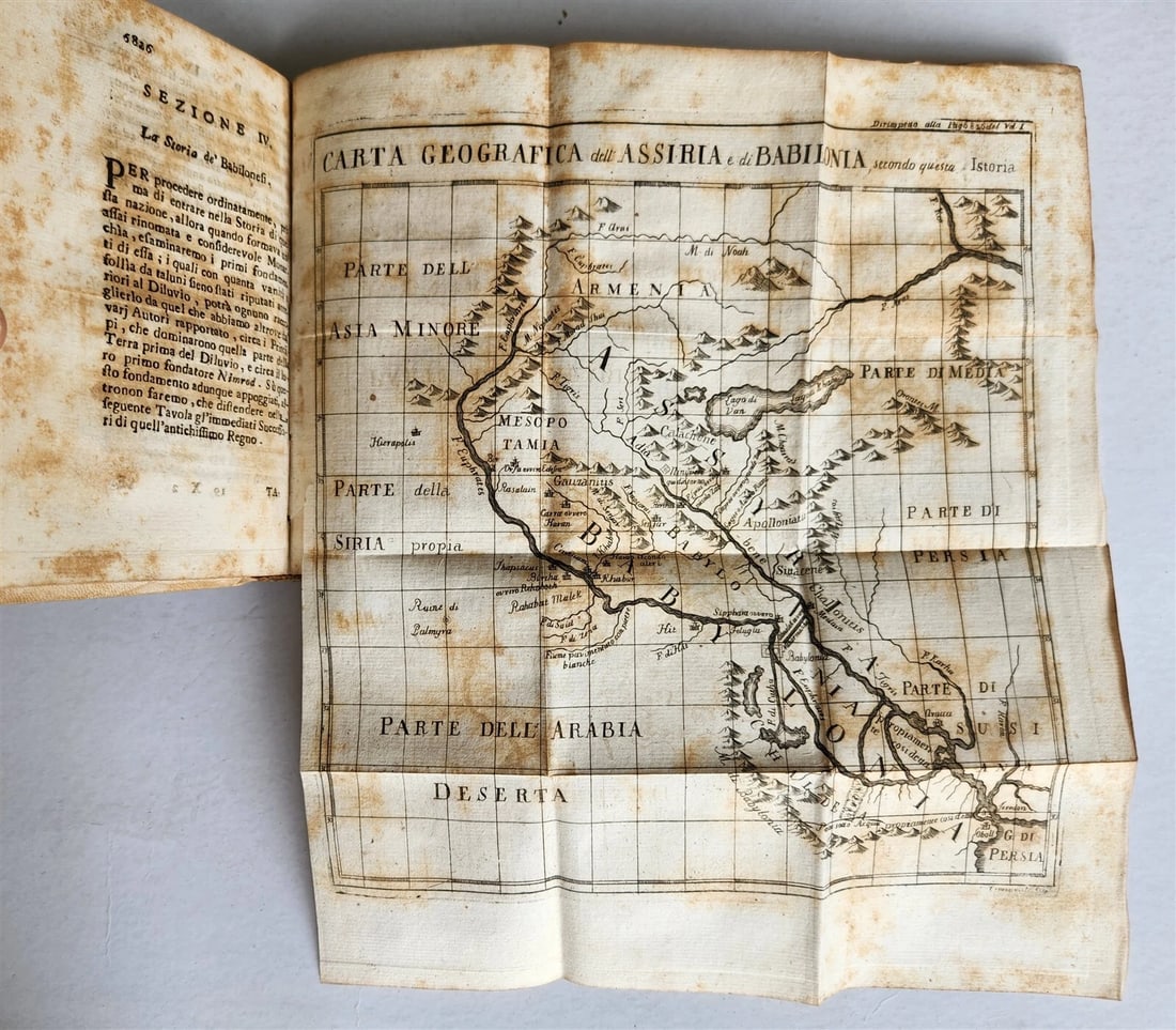 1741 UNIVERSAL HISTORY 7 VOLUMES antique ILLUSTRATED w/ MAPS in ITALIAN vellum - 16