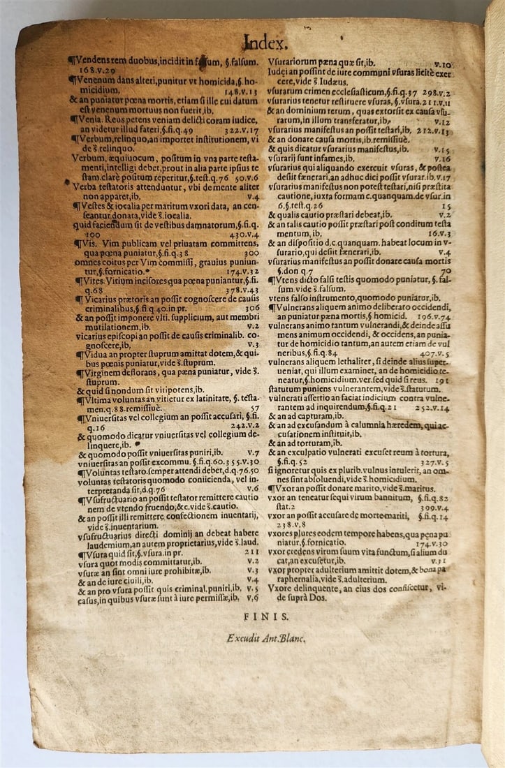 1582 LAW BOOK by CLARO GIULIO antique VELLUM BOUND FOLIO 16th CENTURY - 5