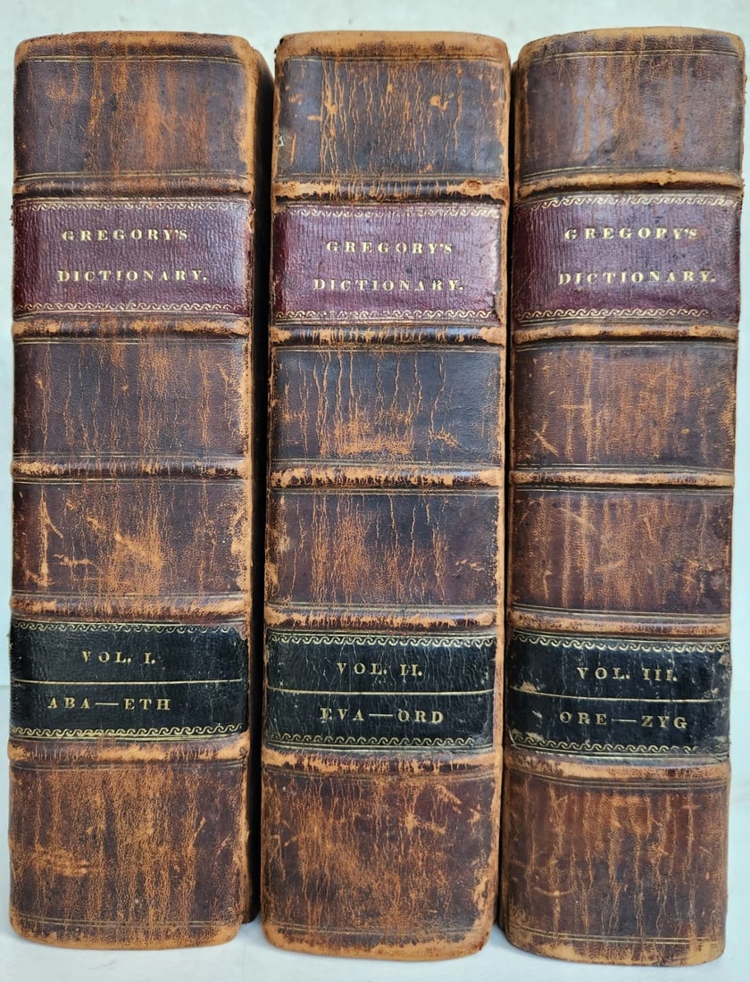 1822 NEW and COMPLETE DICTIONARY of ARTS and SCIENCES 3 VOLS. antique by GREGORY (1 of 20)