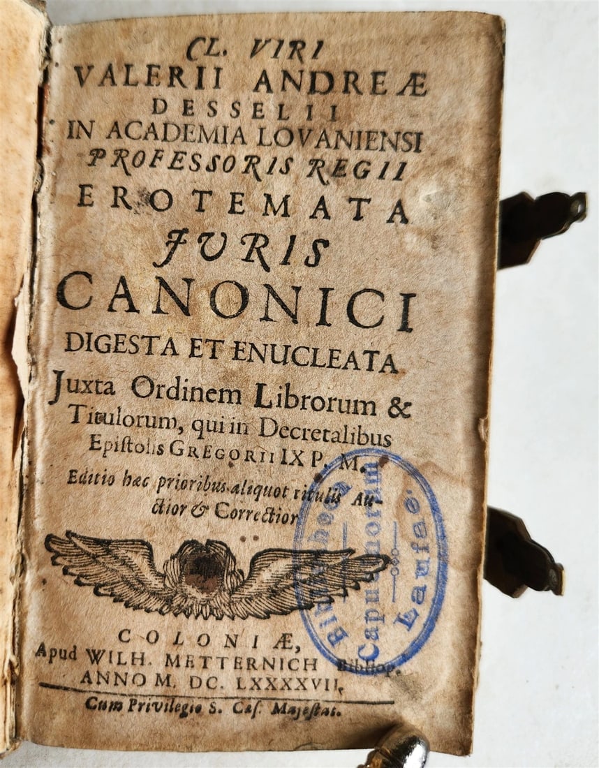1697 CANON LAW BOOK Erotemata juris canonici. antique by V. ANDREAS - 4