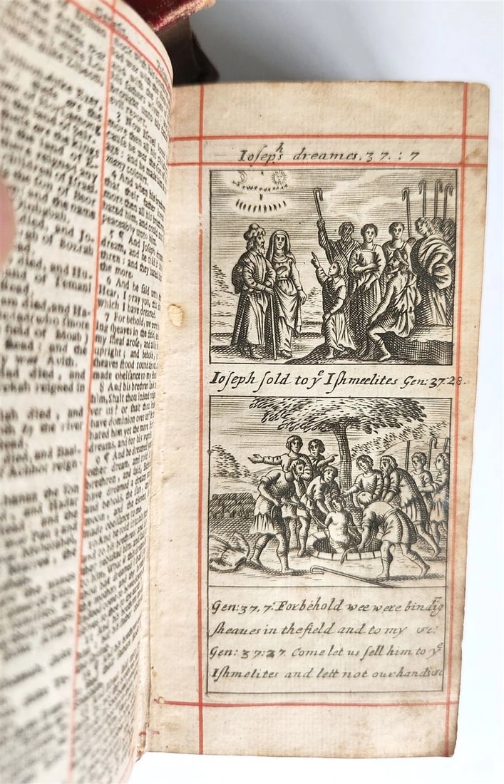 1684 BIBLE in ENGLISH ILLUSTRATED w/89 PLATES 2 VOLS OLD & NEW TESTAMENT antique - 7