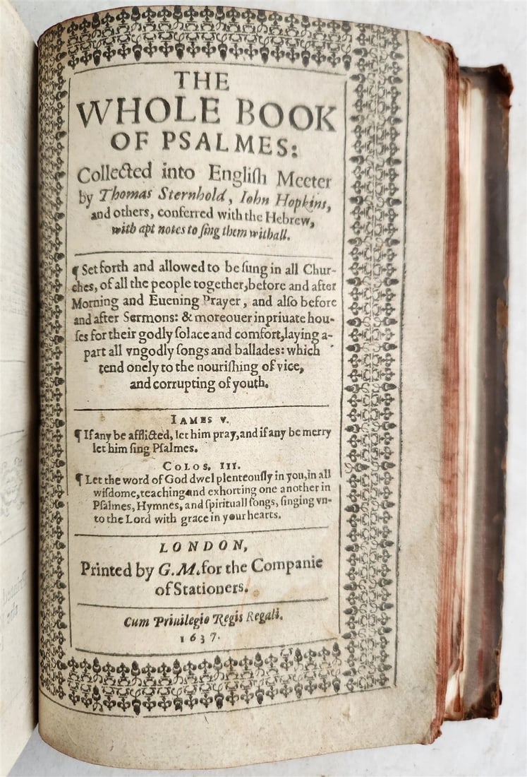 1638 BIBLE in ENGLISH OLD & NEW TESTAMENT by ROBERT BARKER antique w/PSALMS - 7