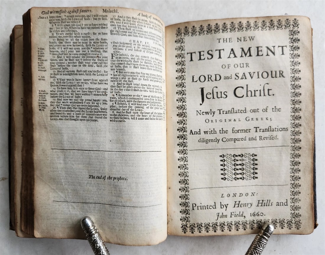 1660 BIBLE in ENGLISH OLD & NEW TESTAMENT by Henry Hills & John Field antique - 5