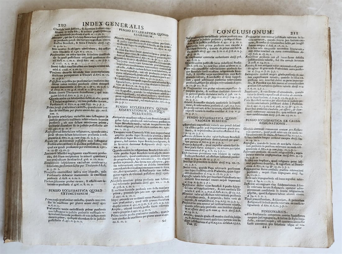 1720s LAW BOOK INDEX GENERALIS CONCLUSIONUM antique VELLUM BOUND FOLIO Vol. II - 7