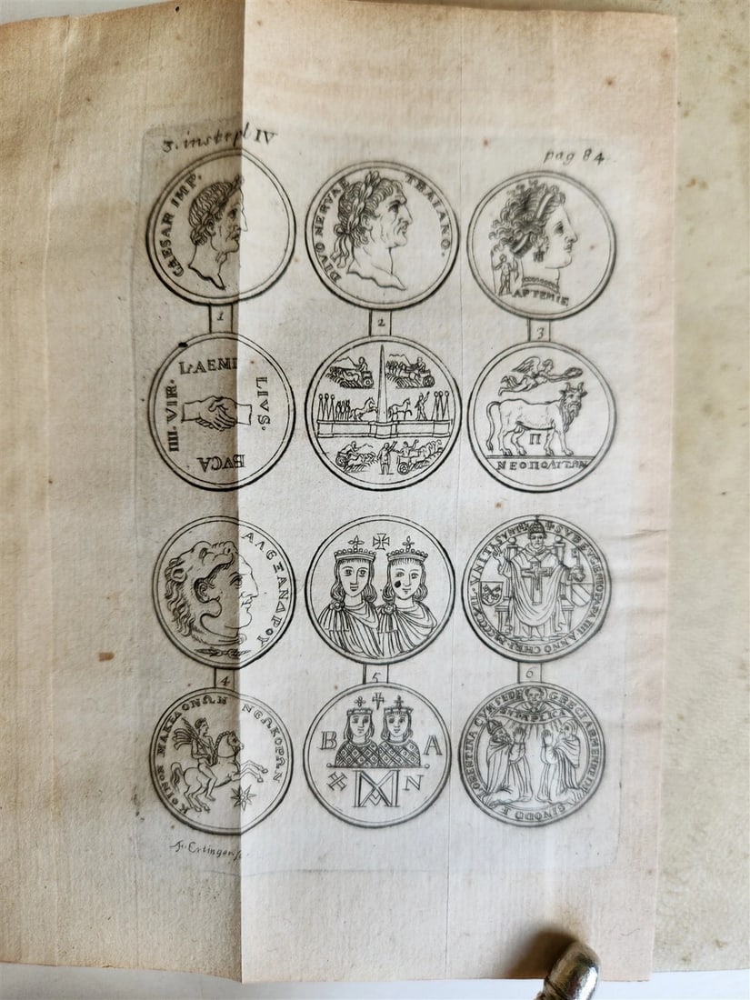 1739 LA SCIENCE des MEDAILLES antique 2 ILLUSTRATED VOLUMES VELLUM BOUND - 8