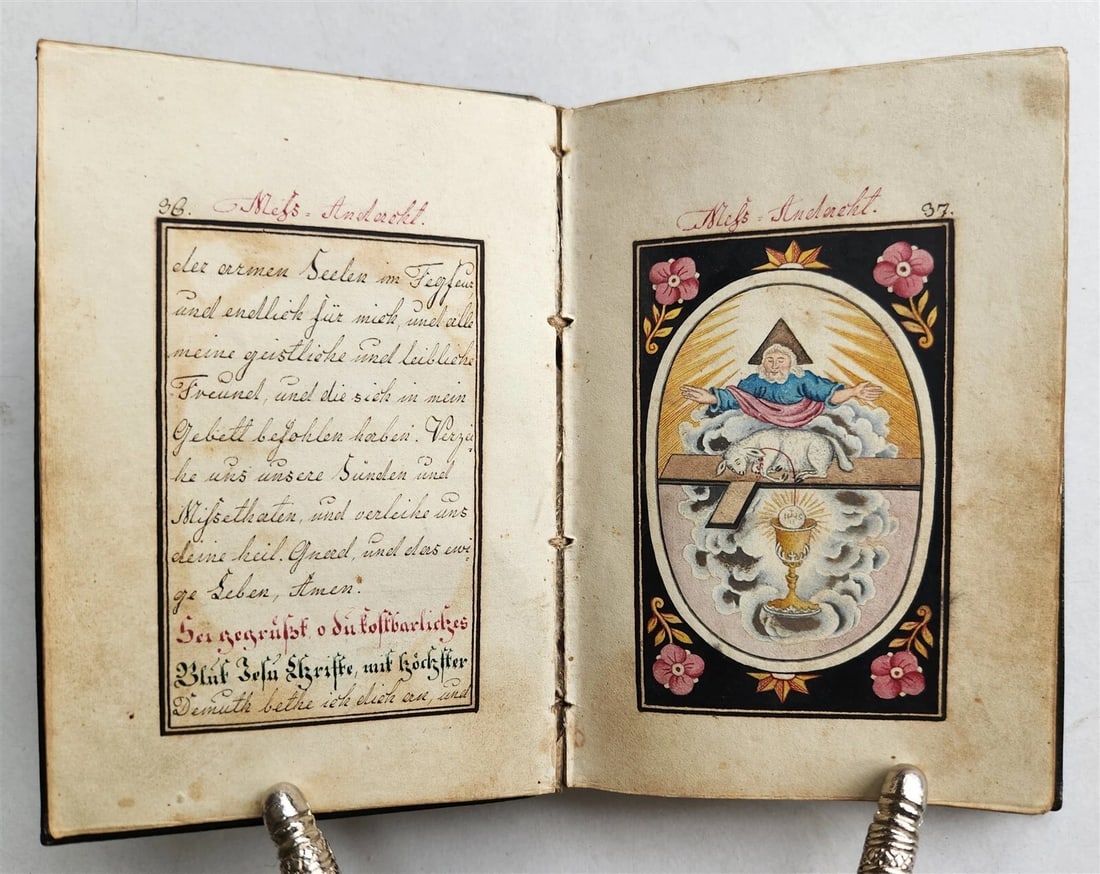 1800s GERMAN PRAYER BOOK ILLUSTRATED antique 180 leaves (1 of 15)