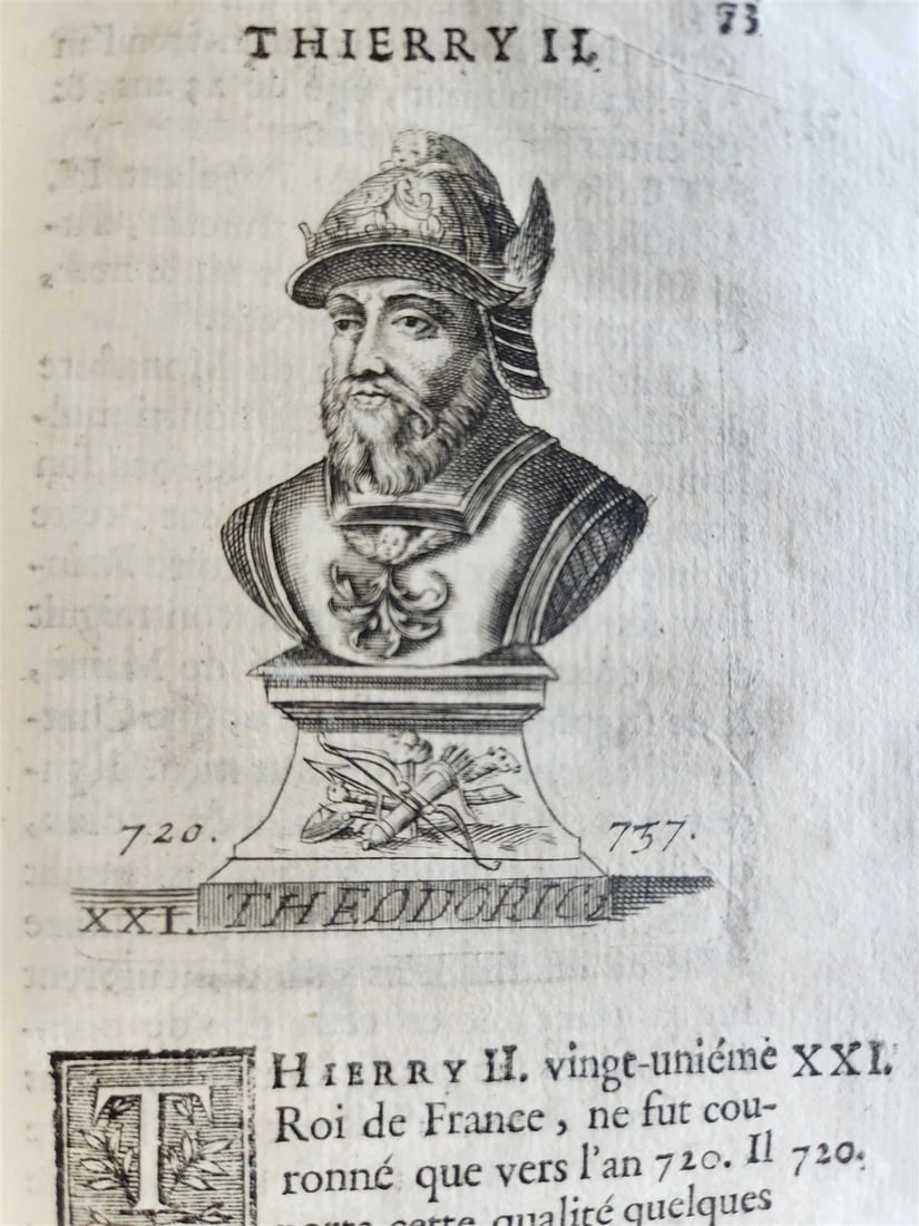 1726 HISTORY of FRANCE ILLUSTRATED w/ PORTRAITS of FRENCH KINGS S antique - 11