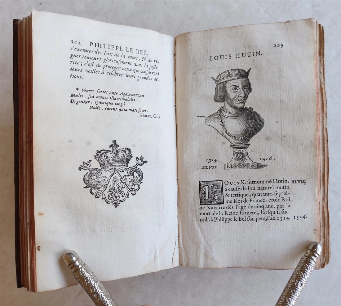 1726 HISTORY of FRANCE ILLUSTRATED w/ PORTRAITS of FRENCH KINGS S antique - 4