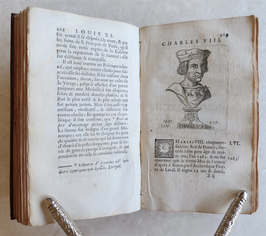 1726 HISTORY of FRANCE ILLUSTRATED w/ PORTRAITS of FRENCH KINGS S antique - 7