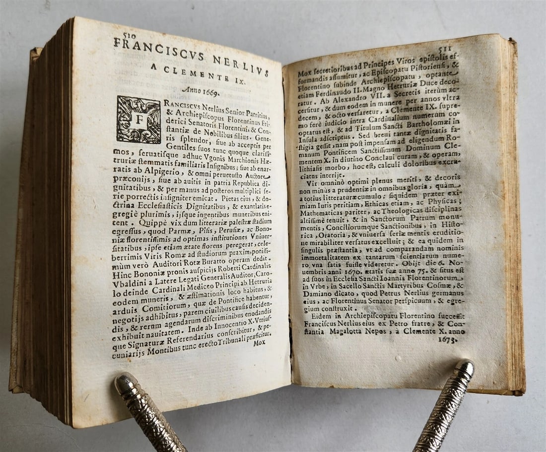 1706 FLORENTINE POPES & CARDINALS HISTORY in LATIN antique vellum binding - 7