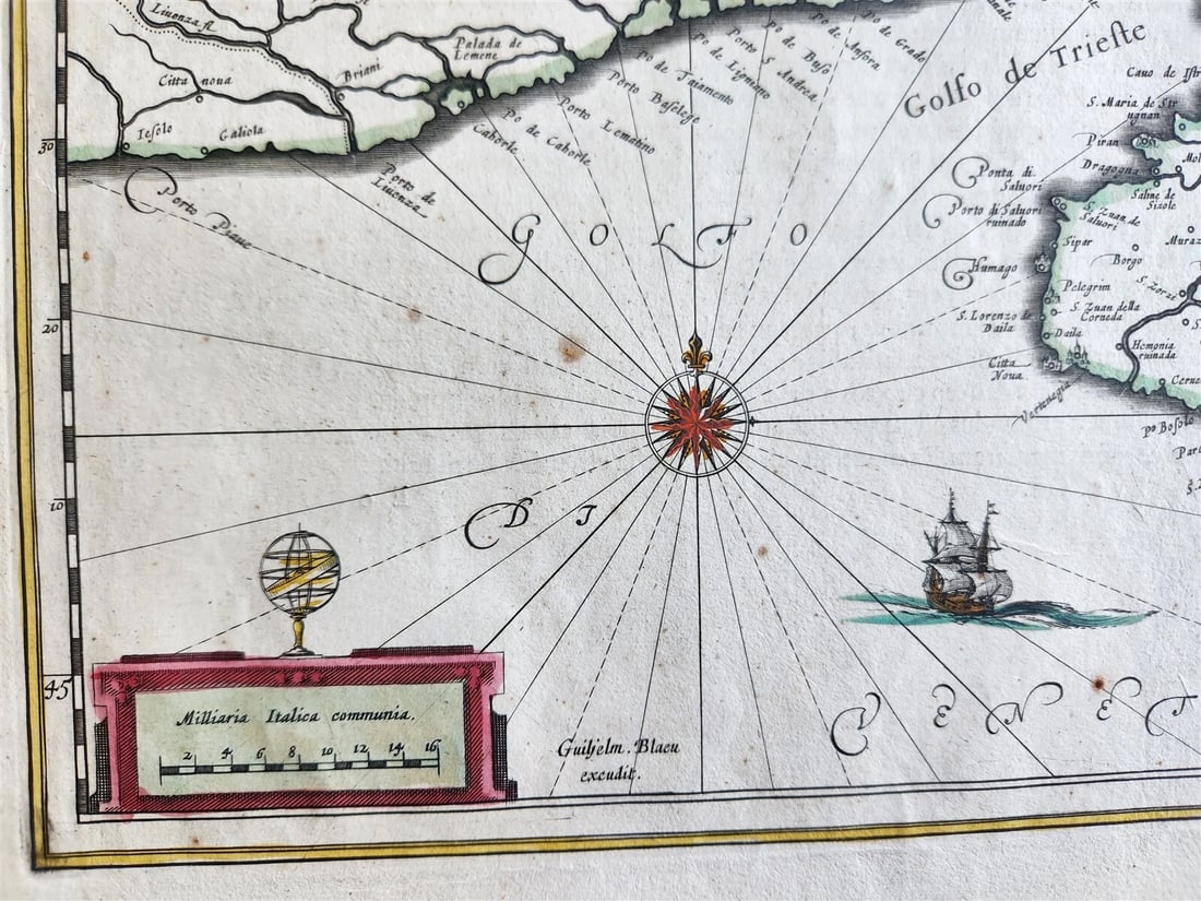 1640 SLOVENIA CROATIA MAP by WILLEM BLAEU antique AUTHENTIC - 3
