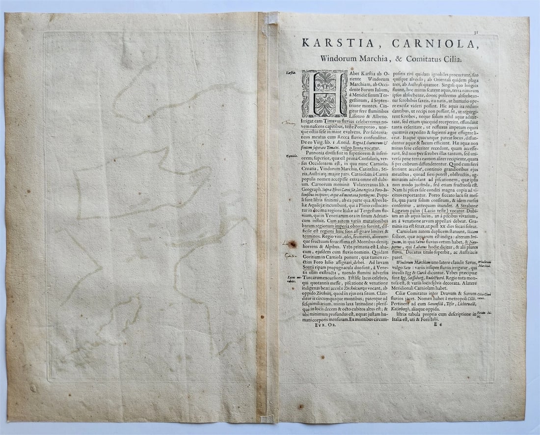 1640 SLOVENIA CROATIA MAP by WILLEM BLAEU antique AUTHENTIC - 4