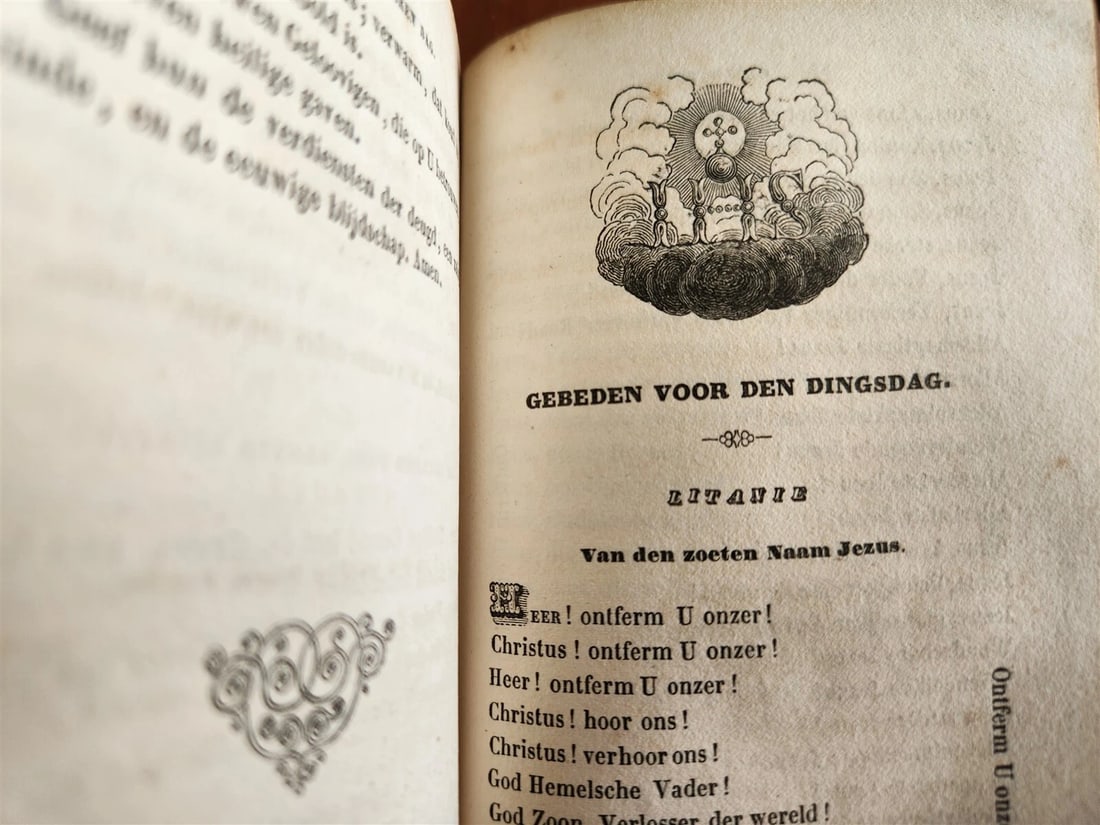 1843 DUTCH CHURCH BOOK antique w/ SILVER EDGES & CLASPS - 17